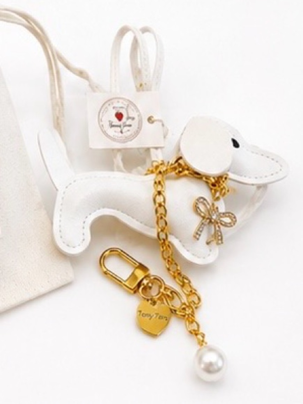 NWT White Leather Dachshund Bag Charm | 18K Gold Stainless
πΆπ€ - Picture 7 of 10